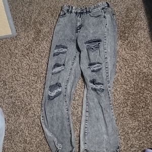 Grey ripped baggy jeans